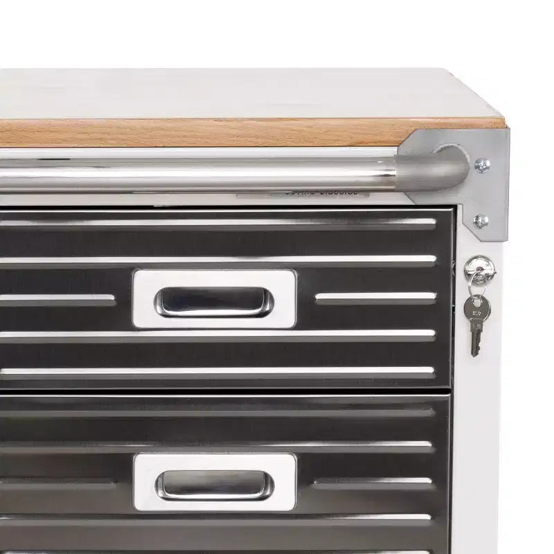 Cassettiera a 4 cassetti con piano in legno, 28 x 25 x 34,5