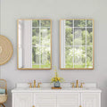 91cm Gold Aluminum Rectangular Mirror with Slim Frame and Right Angles, 1.5cm Depth (Double-Sided)