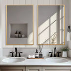 Specchio Rettangolare in Alluminio Dorato da 91 cm con Cornice Sottile e Angoli Retti, Profondità 1,5 cm (Bifacciale)