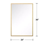 Specchio Rettangolare in Alluminio Dorato da 91 cm con Cornice Sottile e Angoli Retti, Profondità 1,5 cm (Bifacciale)
