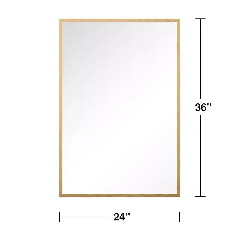 91cm Gold Aluminum Rectangular Mirror with Slim Frame and Right Angles, 1.5cm Depth (Double-Sided)
