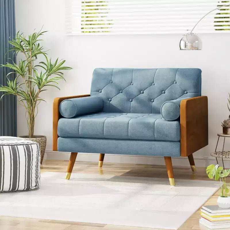 Poltrona singola/Club Chair con design trapuntato a bottoni, stile moderno di metà secolo