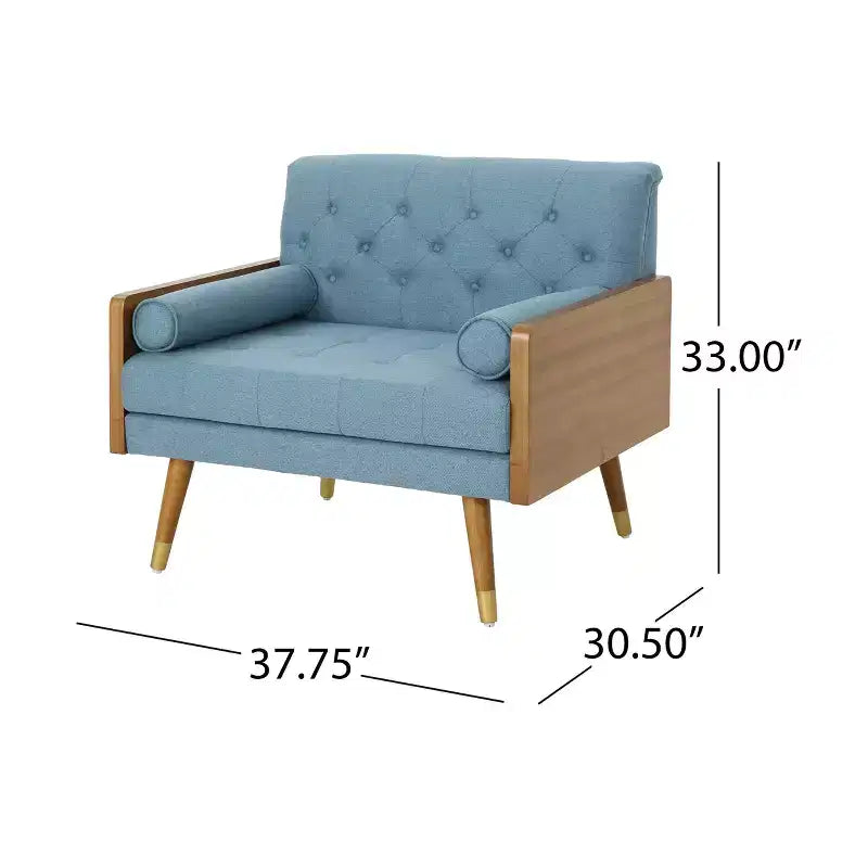 Poltrona singola/Club Chair con design trapuntato a bottoni, stile moderno di metà secolo