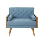 Poltrona singola/Club Chair con design trapuntato a bottoni, stile moderno di metà secolo