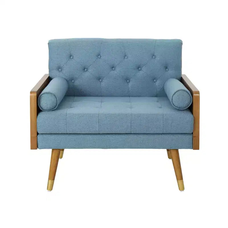 Poltrona singola/Club Chair con design trapuntato a bottoni, stile moderno di metà secolo