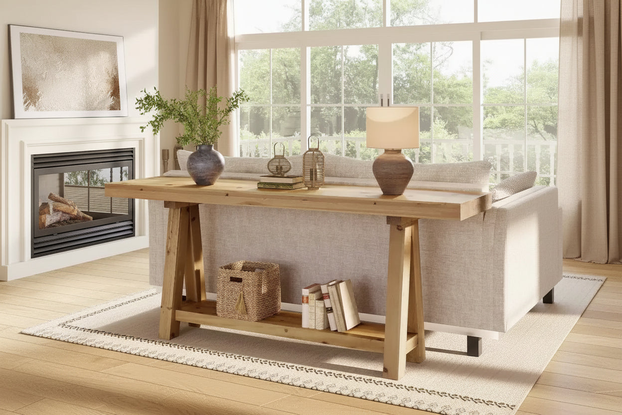 Lantine 70.9-Inch Solid Wood Console Table, Farmhouse Sofa Table for Entryway, Living Room, Hallway, Foyer