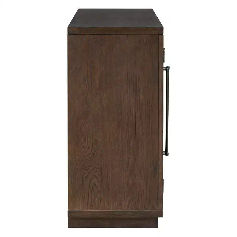Credenza con buffet a 4 ante con grande capacità di stoccaggio, ante in vetro e ripiani regolabili per sala da pranzo e soggiorno, Espresso