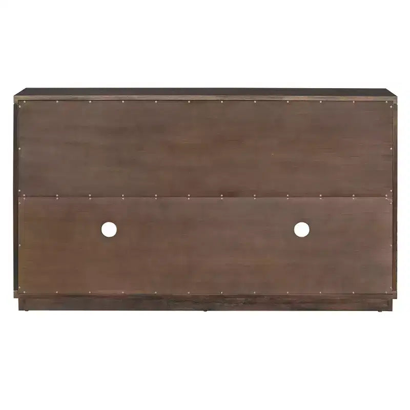 Credenza con buffet a 4 ante con grande capacità di stoccaggio, ante in vetro e ripiani regolabili per sala da pranzo e soggiorno, Espresso
