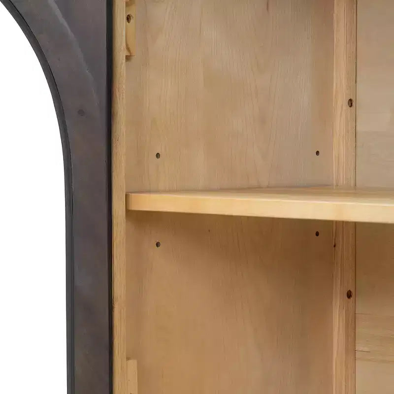 Credenza con buffet a 4 ante con grande capacità di stoccaggio, ante in vetro e ripiani regolabili per sala da pranzo e soggiorno, Espresso