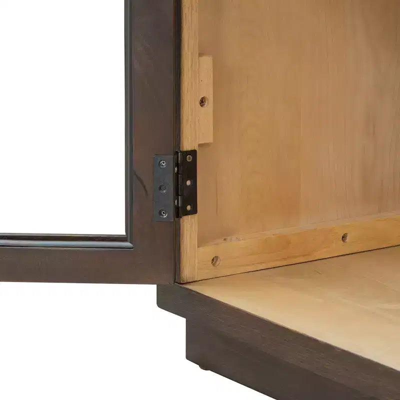 Credenza con buffet a 4 ante con grande capacità di stoccaggio, ante in vetro e ripiani regolabili per sala da pranzo e soggiorno, Espresso