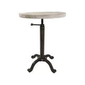 HomeRoots 22 Natural and Black Solid Wood and Metal Height Adjustable Round Pedestal End Table