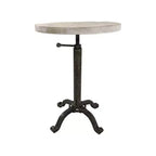 HomeRoots 22 Natural and Black Solid Wood and Metal Height Adjustable Round Pedestal End Table