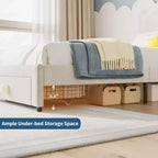 Struttura Letto per Bambini, Letto a Piattaforma Singolo Imbottito, Struttura Letto per Bambini con Testiera e Cassetto Contenitore, Letto a Piattaforma Principessa