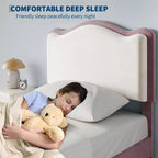 Struttura Letto per Bambini, Letto a Piattaforma Singolo Imbottito, Struttura Letto per Bambini con Testiera e Cassetto Contenitore, Letto a Piattaforma Principessa