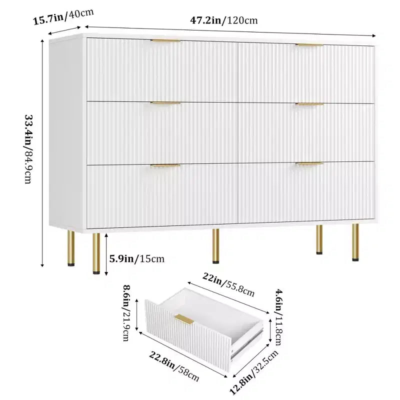 Comodino a 6 cassetti per camera da letto, cassettiera in legno, cassettiere moderne, per soggiorno, armadio, corridoio, ingresso