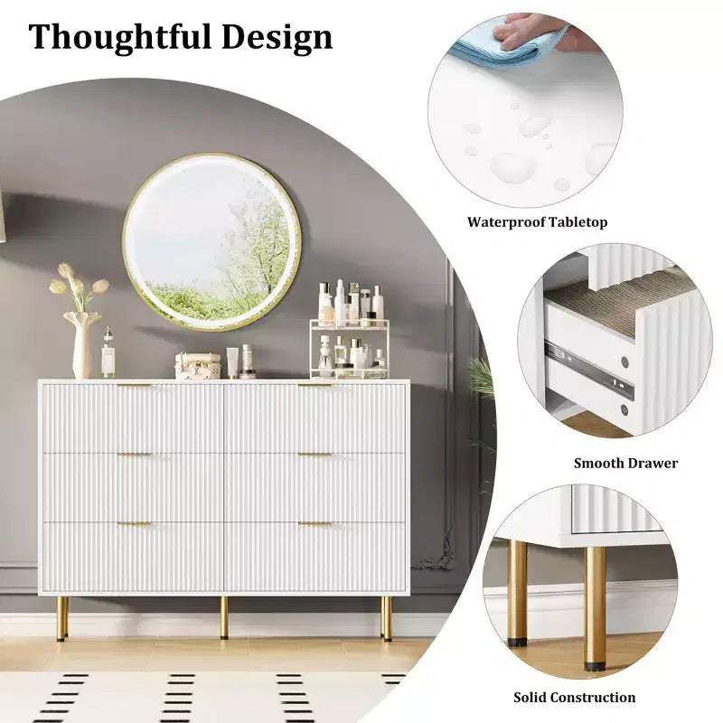Comodino a 6 cassetti per camera da letto, cassettiera in legno, cassettiere moderne, per soggiorno, armadio, corridoio, ingresso