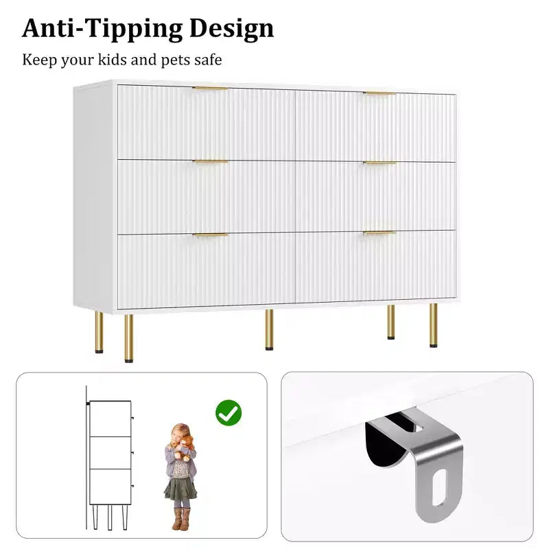Comodino a 6 cassetti per camera da letto, cassettiera in legno, cassettiere moderne, per soggiorno, armadio, corridoio, ingresso