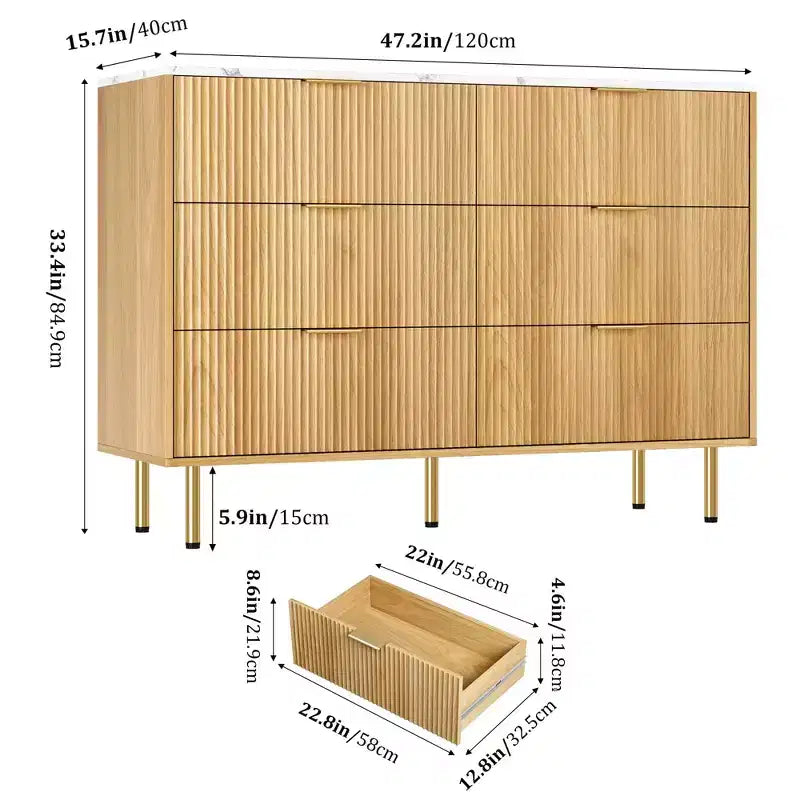 Comodino a 6 cassetti per camera da letto, cassettiera in legno, cassettiere moderne, per soggiorno, armadio, corridoio, ingresso