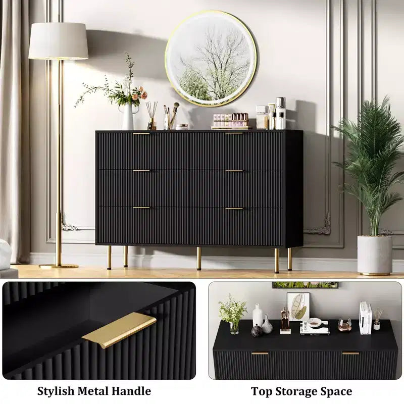 Comodino a 6 cassetti per camera da letto, cassettiera in legno, cassettiere moderne, per soggiorno, armadio, corridoio, ingresso