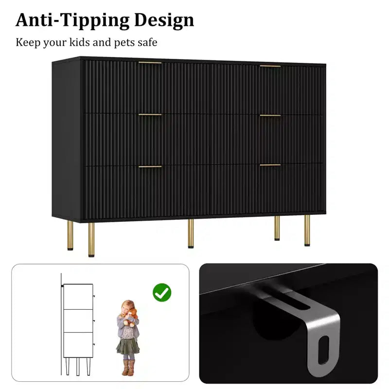 Comodino a 6 cassetti per camera da letto, cassettiera in legno, cassettiere moderne, per soggiorno, armadio, corridoio, ingresso