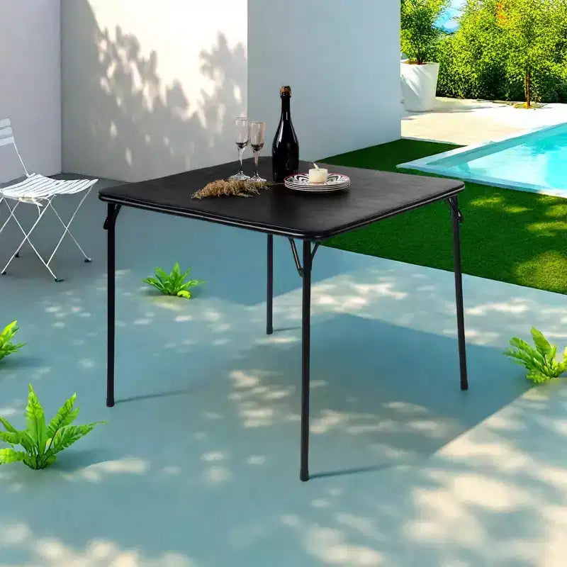 Tavolo Pieghevole Quadrato 33.9 pollici, Tavolo Pieghevole Portatile Multifunzionale per Pranzo e Picnic, Piano in PVC, Nessun Montaggio Richiesto, Nero