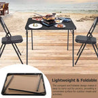 Tavolo Pieghevole Quadrato 33.9 pollici, Tavolo Pieghevole Portatile Multifunzionale per Pranzo e Picnic, Piano in PVC, Nessun Montaggio Richiesto, Nero