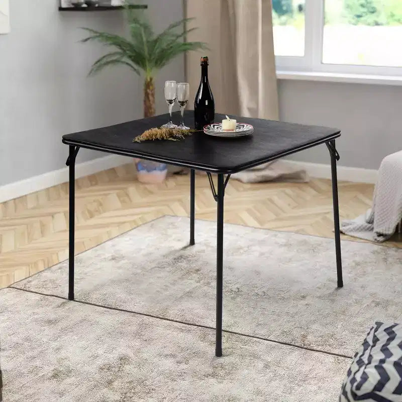 Tavolo Pieghevole Quadrato 33.9 pollici, Tavolo Pieghevole Portatile Multifunzionale per Pranzo e Picnic, Piano in PVC, Nessun Montaggio Richiesto, Nero