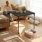 Tavolo Pieghevole Quadrato 33.9 pollici, Tavolo Pieghevole Portatile Multifunzionale per Pranzo e Picnic, Piano in PVC, Nessun Montaggio Richiesto, Nero