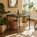 Tavolo Pieghevole Quadrato 33.9 pollici, Tavolo Pieghevole Portatile Multifunzionale per Pranzo e Picnic, Piano in PVC, Nessun Montaggio Richiesto, Nero