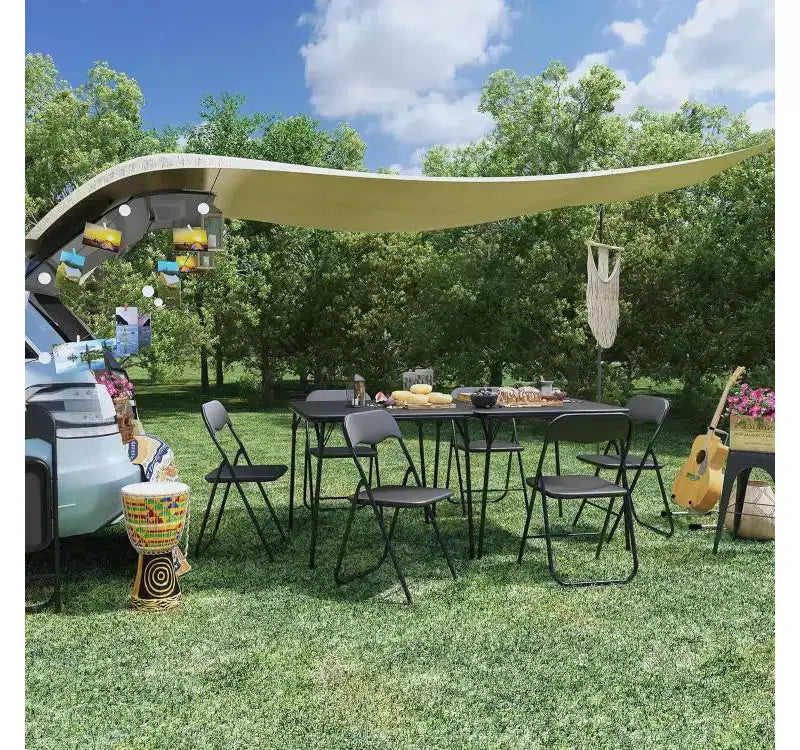 Tavolo Pieghevole Quadrato 33.9 pollici, Tavolo Pieghevole Portatile Multifunzionale per Pranzo e Picnic, Piano in PVC, Nessun Montaggio Richiesto, Nero