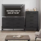 Cassettiera moderna a 6 cassetti con 4 cassetti a tutta larghezza e 2 cassetti piccoli, cassettone in legno da 46,6 pollici di altezza per camera da letto, soggiorno