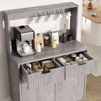 Credenza moderna scanalata da 48'' con ripiani regolabili e cassetti, Tavolo consolle da bar per sala da pranzo, cucina