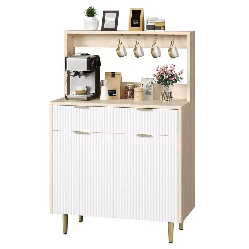 Credenza moderna scanalata da 48'' con ripiani regolabili e cassetti, Tavolo consolle da bar per sala da pranzo, cucina