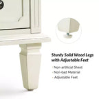 Tavolino con 2 cassetti in legno massello con gambe in legno massello, Bianco