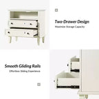 Tavolino con 2 cassetti in legno massello con gambe in legno massello, Bianco