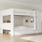 Letto a Castello Multifunzionale Matrimoniale con Scrivania, Librerie e Letto Estraibile/Cassetti