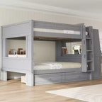 Letto a Castello Multifunzionale Matrimoniale con Scrivania, Librerie e Letto Estraibile/Cassetti