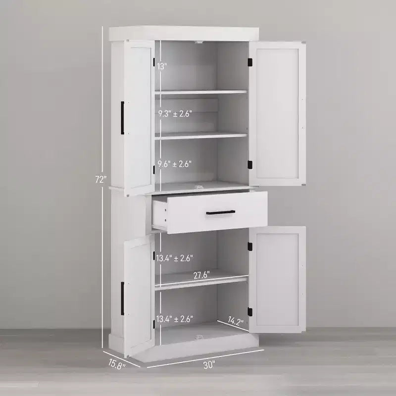 Mobile Alto da Cucina da 183 cm, Dispensa da Cucina con Ante a Stalla, Cassetto, Scaffale a 5 Livelli e Ripiani Regolabili