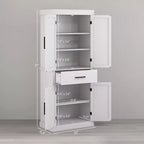 Mobile Alto da Cucina da 183 cm, Dispensa da Cucina con Ante a Stalla, Cassetto, Scaffale a 5 Livelli e Ripiani Regolabili