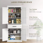 Mobile Alto da Cucina da 183 cm, Dispensa da Cucina con Ante a Stalla, Cassetto, Scaffale a 5 Livelli e Ripiani Regolabili