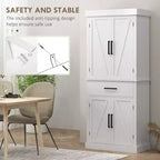 Mobile Alto da Cucina da 183 cm, Dispensa da Cucina con Ante a Stalla, Cassetto, Scaffale a 5 Livelli e Ripiani Regolabili