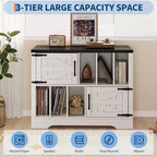 Mobile contenitore in legno stile rustico, mobile moderno per dischi in vinile, mobile porta giradischi stile metà secolo, credenza da 99 cm