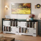 Mobile contenitore in legno stile rustico, mobile moderno per dischi in vinile, mobile porta giradischi stile metà secolo, credenza da 99 cm
