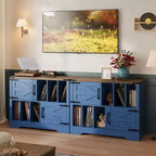 Mobile contenitore in legno stile rustico, mobile moderno per dischi in vinile, mobile porta giradischi stile metà secolo, credenza da 99 cm