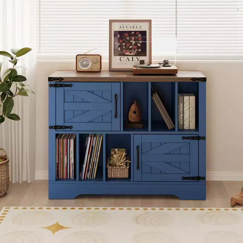 Mobile contenitore in legno stile rustico, mobile moderno per dischi in vinile, mobile porta giradischi stile metà secolo, credenza da 99 cm