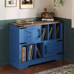 GustoWave Farmhouse Wood Storage Cabinet, Modern Vinyl Record Storage, Mid-Century Turntable Stand, 39'' Sideboard Cabinet