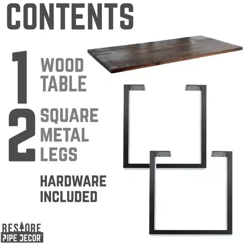 Scrivania in legno massello marrone con gambe orizzontali da 71 cm