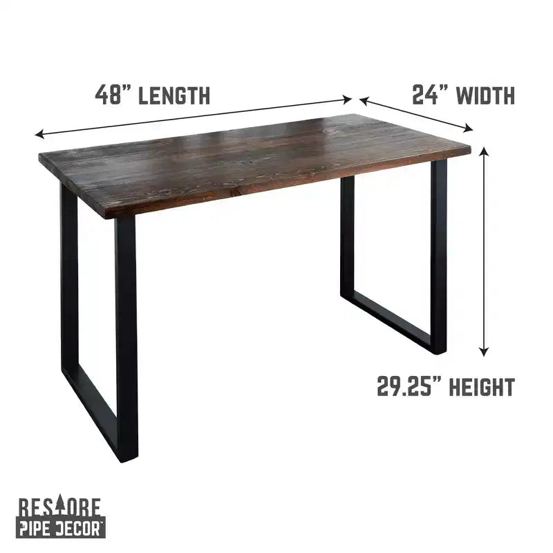 Scrivania in legno massello marrone con gambe orizzontali da 71 cm