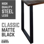 Scrivania in legno massello marrone con gambe orizzontali da 71 cm