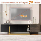Mobile TV di lusso leggero da 66,7 pollici per TV fino a 70 pollici, mobile TV moderno con gambe in metallo, 1 cassetto, 2 armadietti per soggiorno